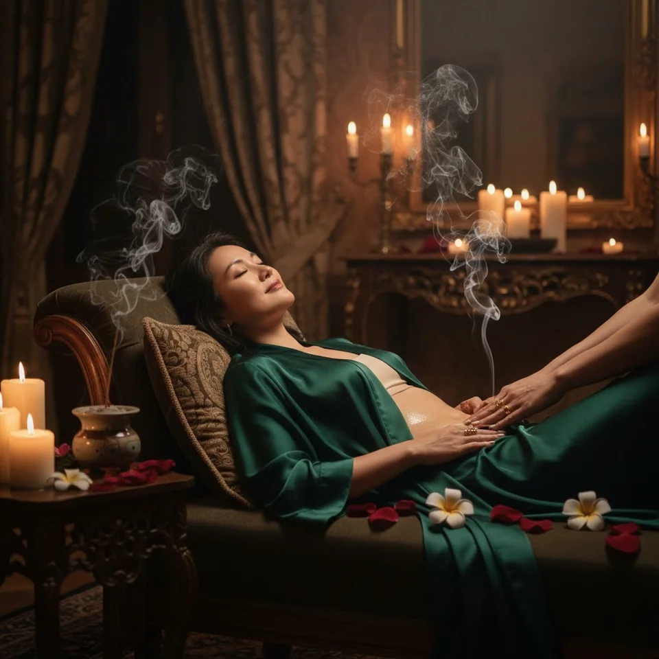 A green lounge arranged for rest and quiet